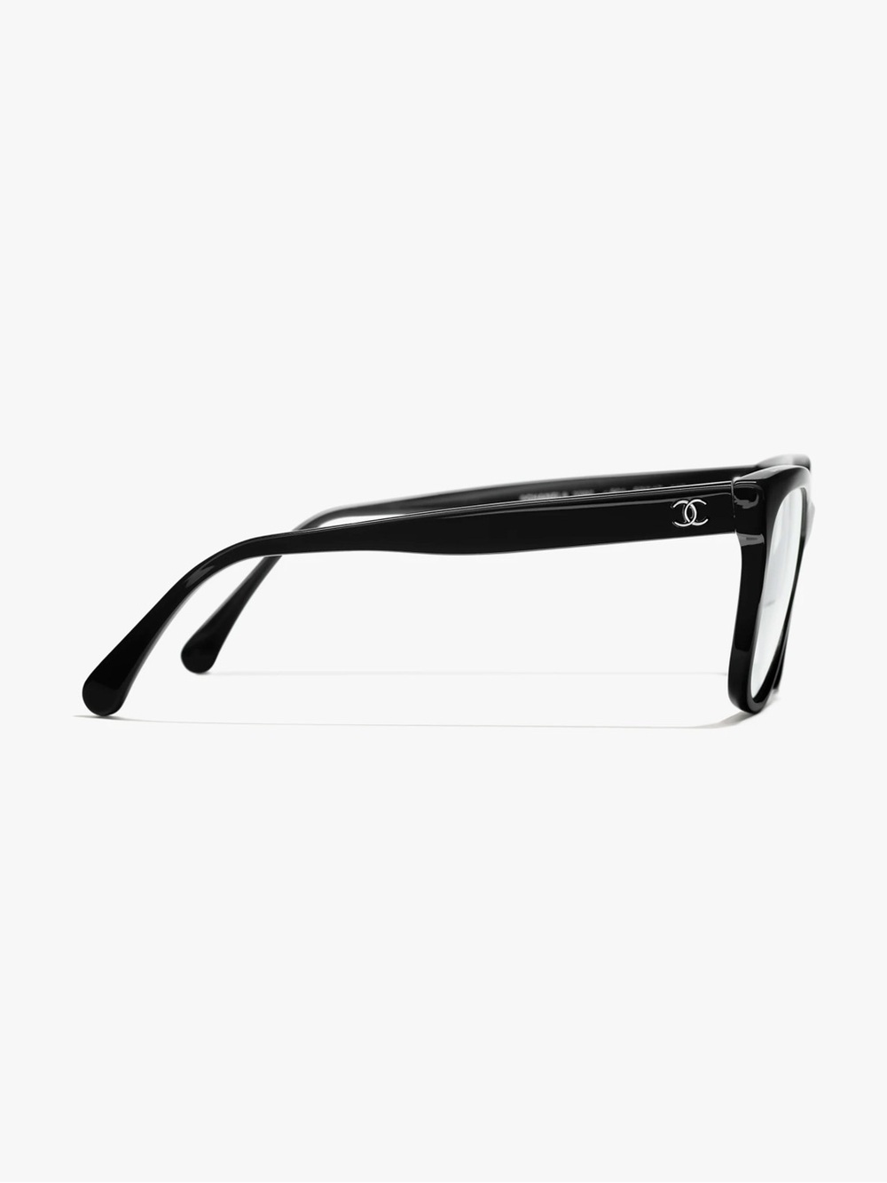 CHANEL Black Rectangular Acetate Glasses with CC Logo